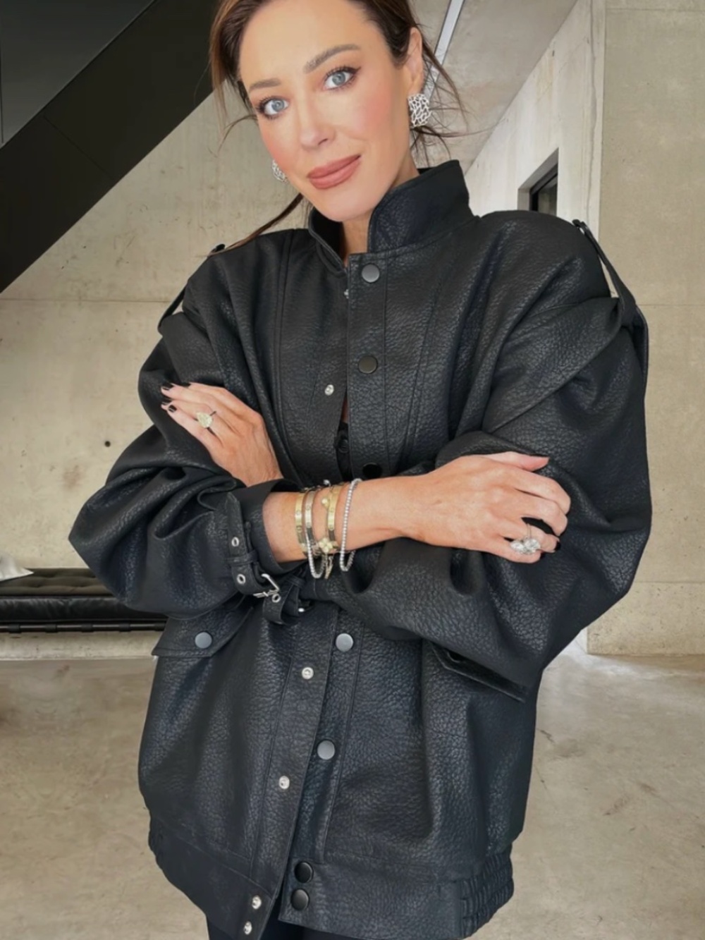 'Sienna' Faux Leather Oversized Jacket (/Vest) Black - Brand: L.A-S (Lorna Luxe)